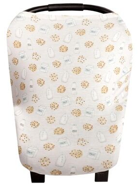 Copper Pearl Chip Multi-Use Cover - Milk & Cookie Print in White and Tan
